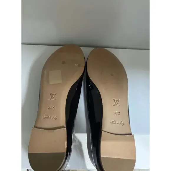 Louis Vuitton Glossy Brown Flats with Gold Accent - Picture 2 of 3